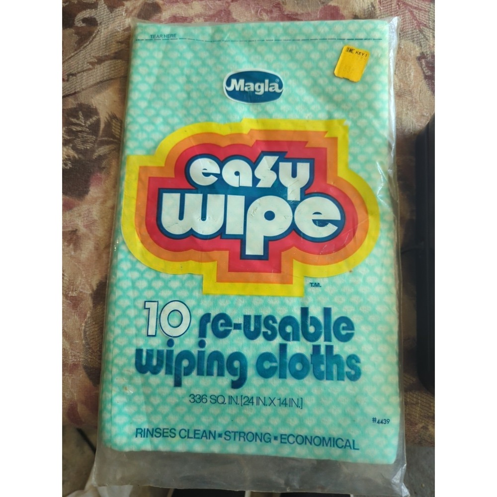 Vintage 80's Magla EASY WIPE Wiping Cloths Prop Nostalgia Dead Stock 8 Reusable